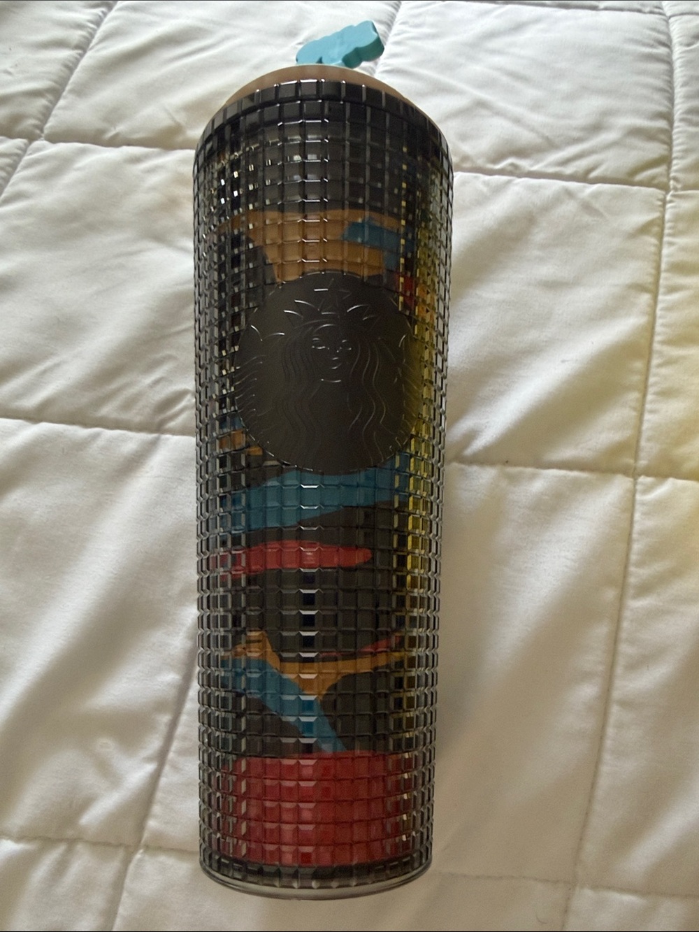 Starbucks New York Black Textured Tumbler with Red, Blue and Yellow Accents 24oz
